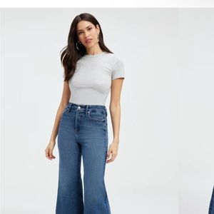Good American Good Waist Palazzo Cropped Jean